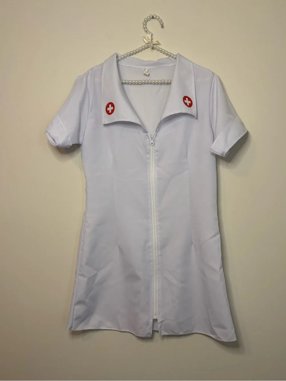 Halloween Women White Nurse Dress with Cap Costume Set